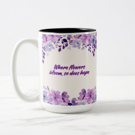 Taza Bicolor Flores moradas