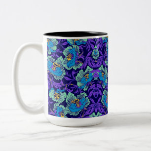 Taza Bicolor Flores moradas y azules William Morris