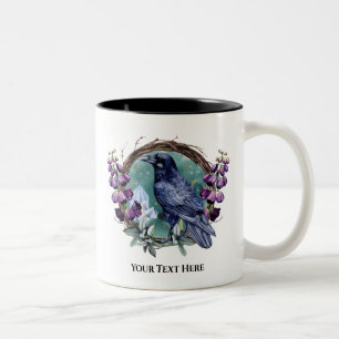 Taza Bicolor Flores Morados Corona de Cristales Cuervo Celestia