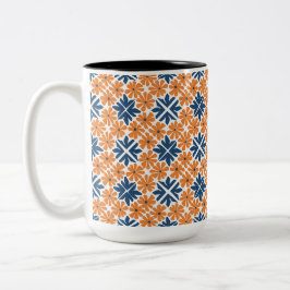 Taza Bicolor Flores Naranjas de moda