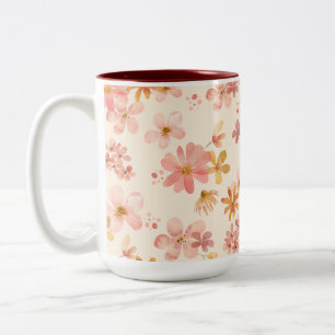 Taza Bicolor Flores naturales de tierra rústicas hippie boho