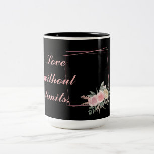 Taza Bicolor Flores negras, amor por una cita