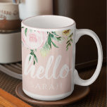 Taza Bicolor Flores Pink Pastel Modernas Hola Y Nombras<br><div class="desc">Flores Pink Pastel Modernas Hola Y Nombras</div>