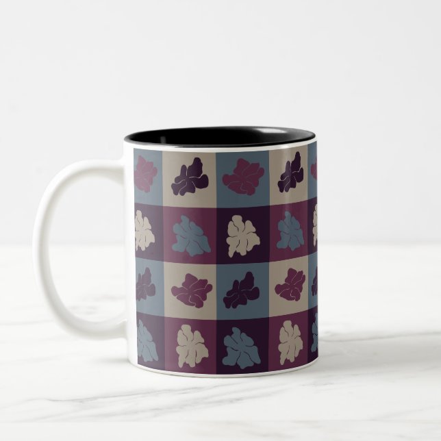 Taza Bicolor Flores Retro Onduladas - Tonos Fríos (Izquierda)