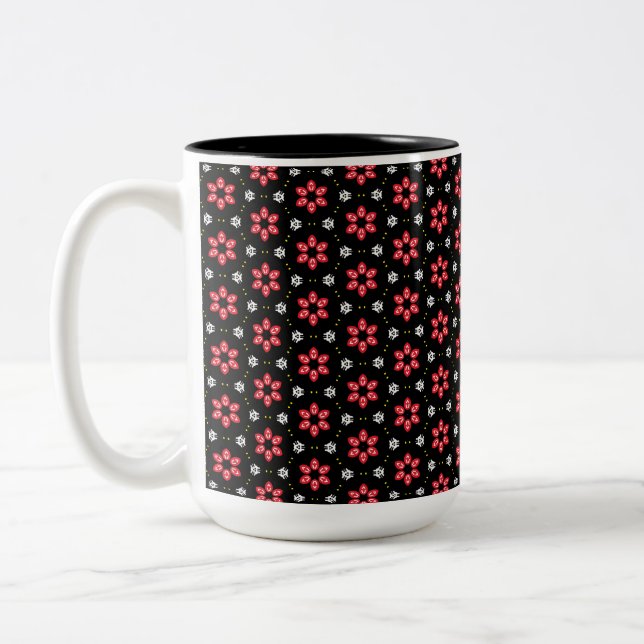 Taza Bicolor Flores rojas (Izquierda)
