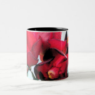 Taza Bicolor Flores rojas