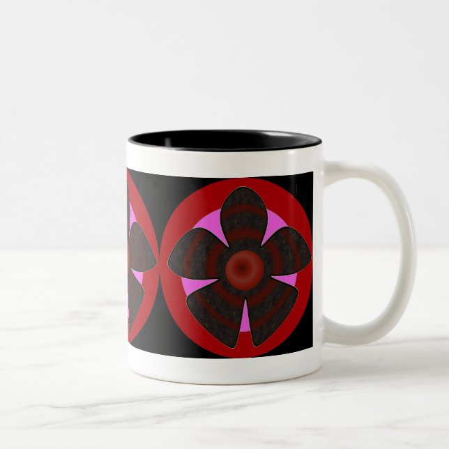 Taza Bicolor flores rojas y negras (Derecha)