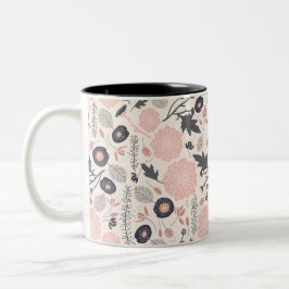 Taza Bicolor Flores rosa gris rosado negro juguetón Tossed