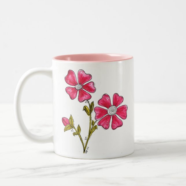 Taza Bicolor Flores rosadas extravagantes (Izquierda)