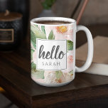 Taza Bicolor Flores rosas color de agua modernas y nombre<br><div class="desc">Flores rosas color de agua modernas y nombre</div>