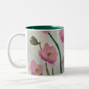 Taza Bicolor Flores rosas Pop Mug