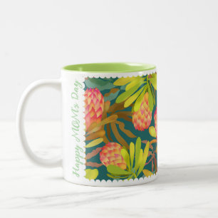 Taza Bicolor Flores salvajes Protea Green