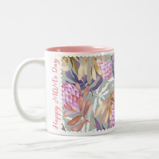 Taza Bicolor Flores salvajes Protea Gris (Izquierda)