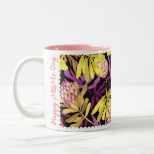 Taza Bicolor Flores salvajes Protea Purple