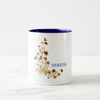 Taza Bicolor Flores silvestres acuarela lindo nombre personaliz