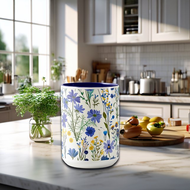 Taza Bicolor Flores silvestres del jardín azul ruso (Subido por el creador)
