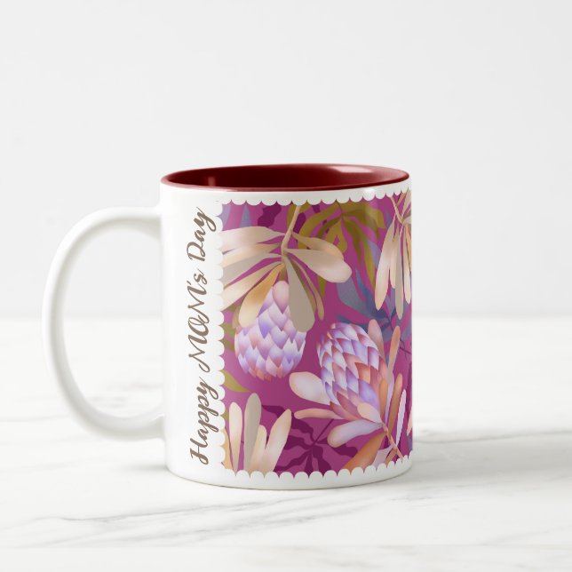 Taza Bicolor Flores silvestres Protea Magenta (Izquierda)