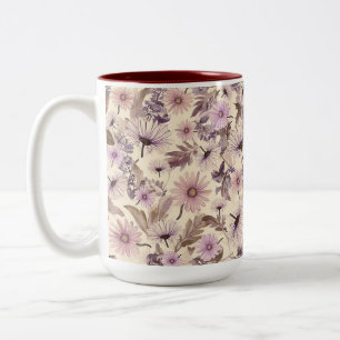 Taza Bicolor Flores silvestres rosas y rosas antiguas