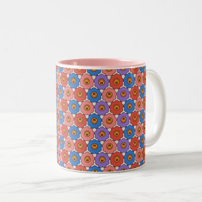 Taza Bicolor Flores sonrientes (Anverso derecho)