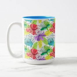 Taza Bicolor Flores tropicales sin costura