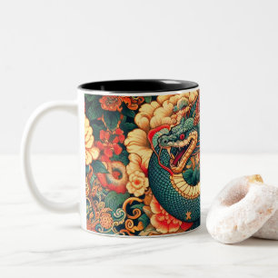 Taza Bicolor Flores verdes de serpiente