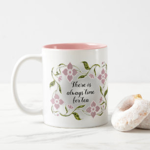 Taza Bicolor Flores y vinos rosas elegantes de té femenino
