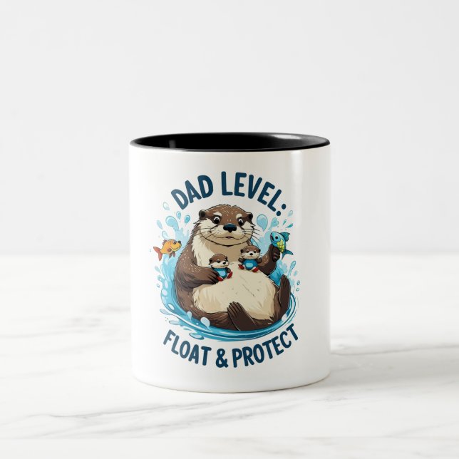Taza Bicolor Flotar y proteger - Otter Dad Funny (Centro)