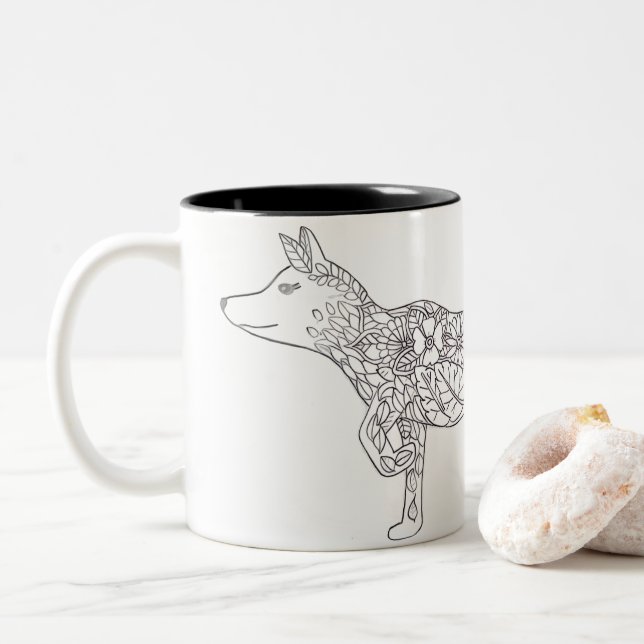 Taza Bicolor Flower Fox (Con donut)