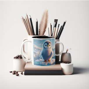 Taza Bicolor fluffy Penguin divertido