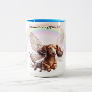 Taza Bicolor Flying Dachshund Personalizado Mug