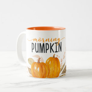 Taza Bicolor Foliage de la caída del Naranja PUMPKIN por la mañ