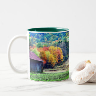 Taza Bicolor Follaje de caída de tabaquismo personalizado