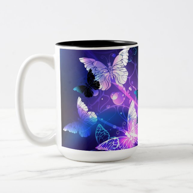 Taza Bicolor Fondo con mariposas nocturnas (Izquierda)