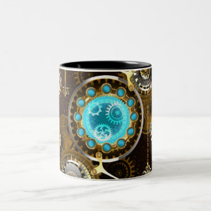 Taza Bicolor Fondo de roscas de vapor con lentes turquesas