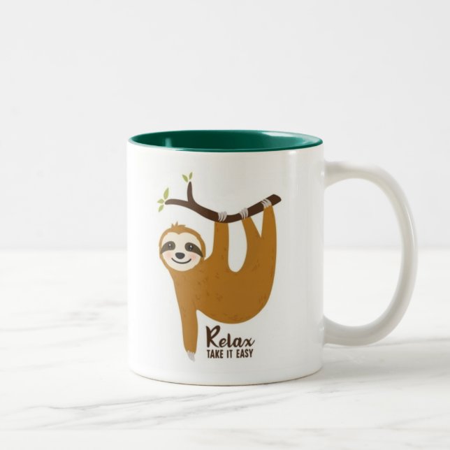 Taza Bicolor Fondo de Sloth relajado (Derecha)