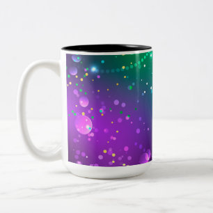 Taza Bicolor Fondo morado festivo Mardi Gras