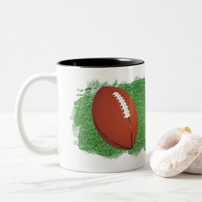 Taza Bicolor Football with Artistic Image of Grass Personalize (Con donut)