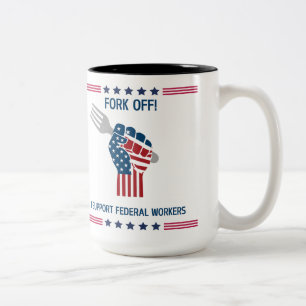 Taza Bicolor Fork Off Coffee Mug
