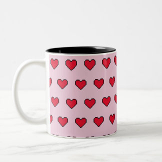 Taza Bicolor Forma cardíaca pixelada delgada