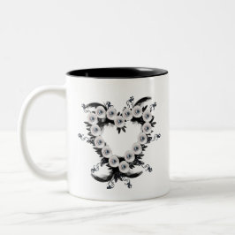 Taza Bicolor Forma del corazón de la piel y la perla negra