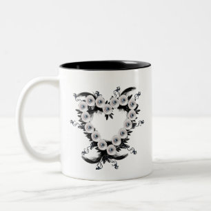 Taza Bicolor Forma del corazón de la piel y la perla negra