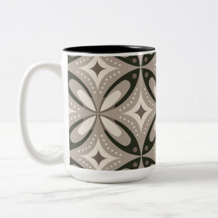 Taza Bicolor Formas circulares retro beige y marrón