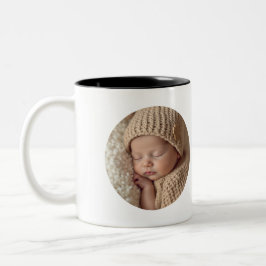 Taza Bicolor Foto de bebé minimalista con texto | Regalo person