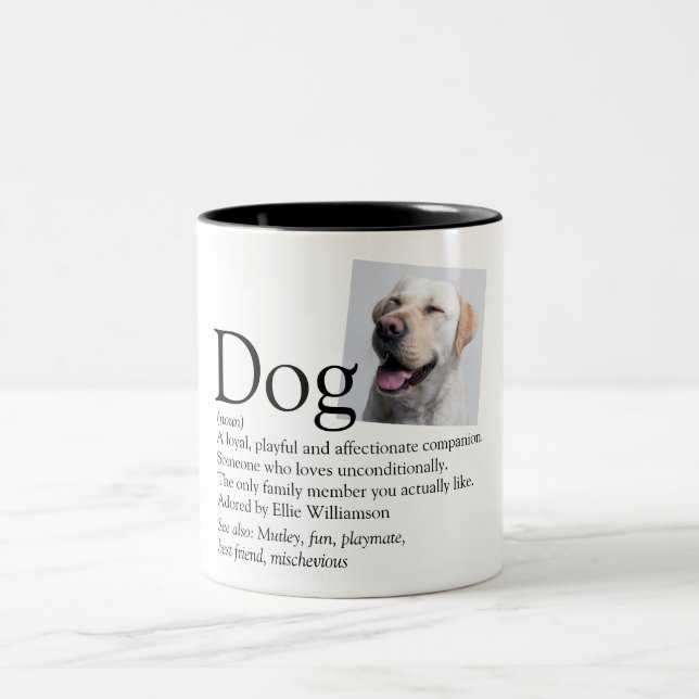 Taza Bicolor Foto de cita de definición de perro más lindo del  (Centro)