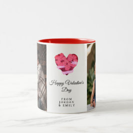 Taza Bicolor Foto de corazón elegante Feliz día de San Valentín