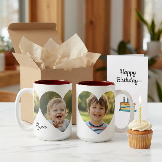 Taza Bicolor Foto de Corazón Personalizada con Nombre Personali