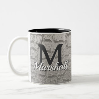 Taza Bicolor Foto de corteza de árbol con monograma y nombre in