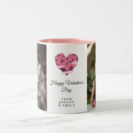 Taza Bicolor Foto de Elegante Corazón Feliz Día de San Valentín