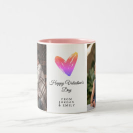 Taza Bicolor Foto de Elegante Corazón Feliz Día de San Valentín