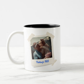 Taza Bicolor Foto de época personalizado y regalo de año